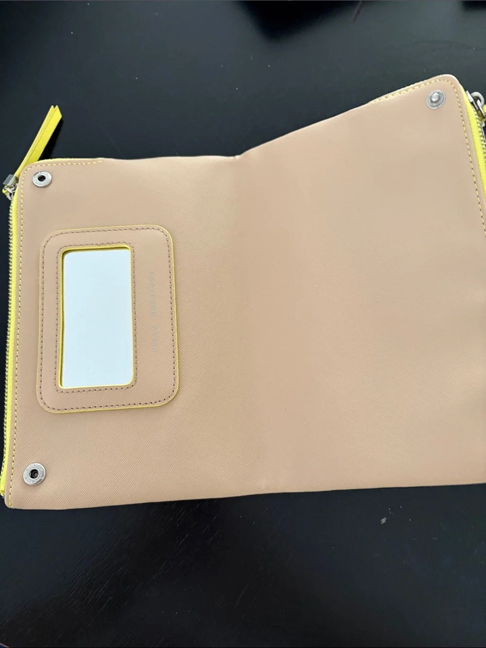Stella & Dot Yellow Laser-Cut Wristlet with Nude Underlay